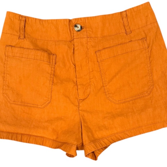 Maeve by Anthropologie The Colette Shorts Linen Blend Copper Size 32 - Picture 3 of 7